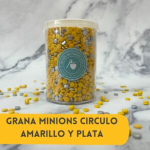 20260220114828_81008 GRANA MINIONS CIRCULO AMARILLO Y PLATEADO X80GRS