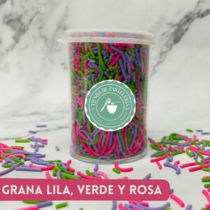 GRANA LILA, VERDE Y ROSA FRASCO X 80GR.