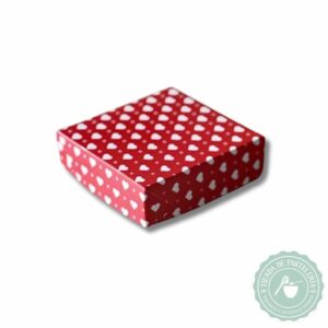 CAJA COOKIES ROJA CON CORAZONES 10.5x10.5x3 X10UN.